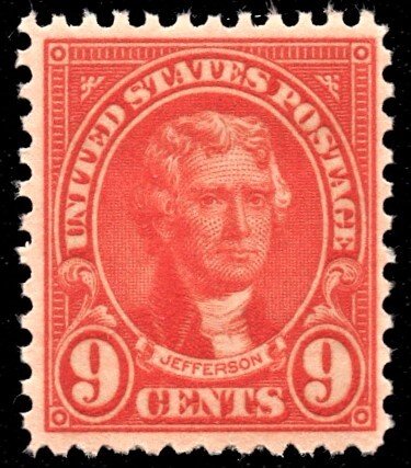 US 641 MNH VF/XF 9 Cent Jefferson Orange-Red
