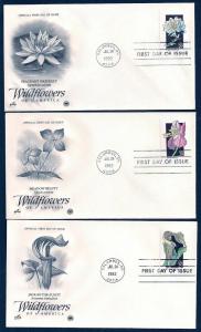 UNITED STATES FDCs (50) 29¢ Wildflowers 1992 Postal Commem