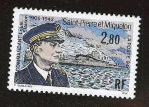 St. Pierre & Miquelon Scott 597 MNH** naval ship stamp