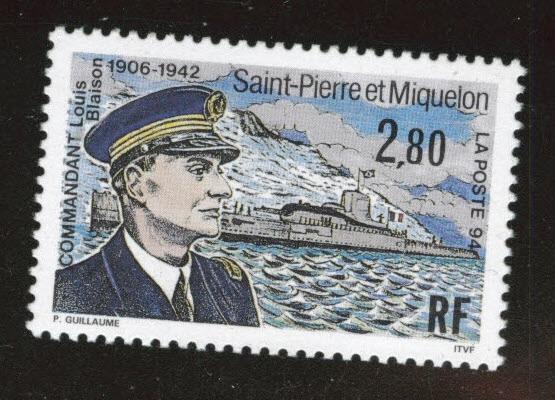 St. Pierre & Miquelon Scott 597 MNH** naval ship stamp