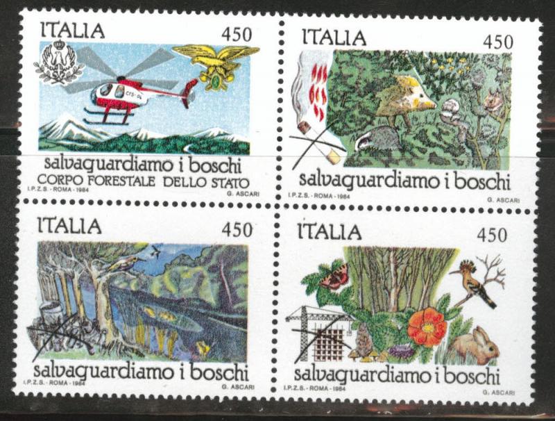 Italy Scott 1587-90  MNH** 1984 Block = 1590a CV$9.50