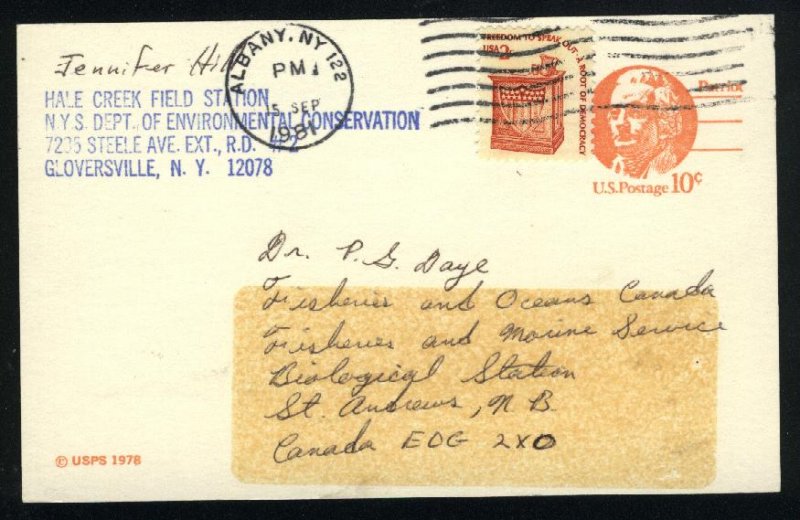 USA  postcard 10 cent plus stamp u 1981  PD