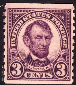 1924 U.S Abraham Lincoln 3¢ coil issue MNH Sc# 600 CV $12.50