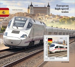 SIERRA LEONE - 2022 - European HS Trains - Perf Souv Sheet - Mint Never Hinged