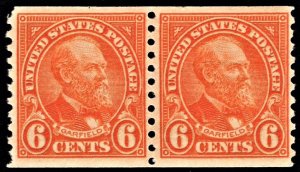 US 723 MNH VF 6 Cent James A. Garfield Pair CV $32.50