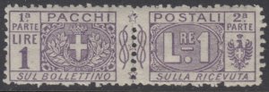 Italy Regno - Sassone Pacchi Postali n.12 - MH*  Super Centered