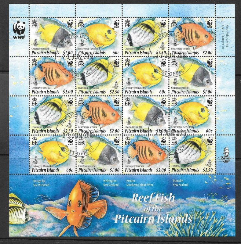 PITCAIRN ISLANDS SG807/10 2010 REEF FISH SHEETLET FINE USED