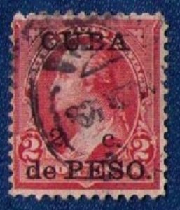 US Scott #222 Cuba Stamp USED Surcharge 2 cent on 2 cent F-VF