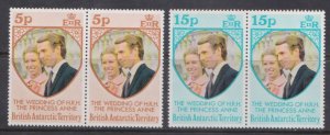 BRITISH ANTARCTIC TERRITORY - 1973 ROYAL WEDDING - 2V PAIR - MINT NH