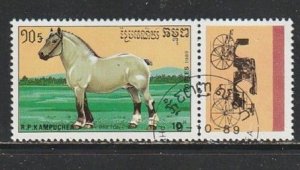 1989 Cambodia - Sc 980 - used VF - 1 single - Horses