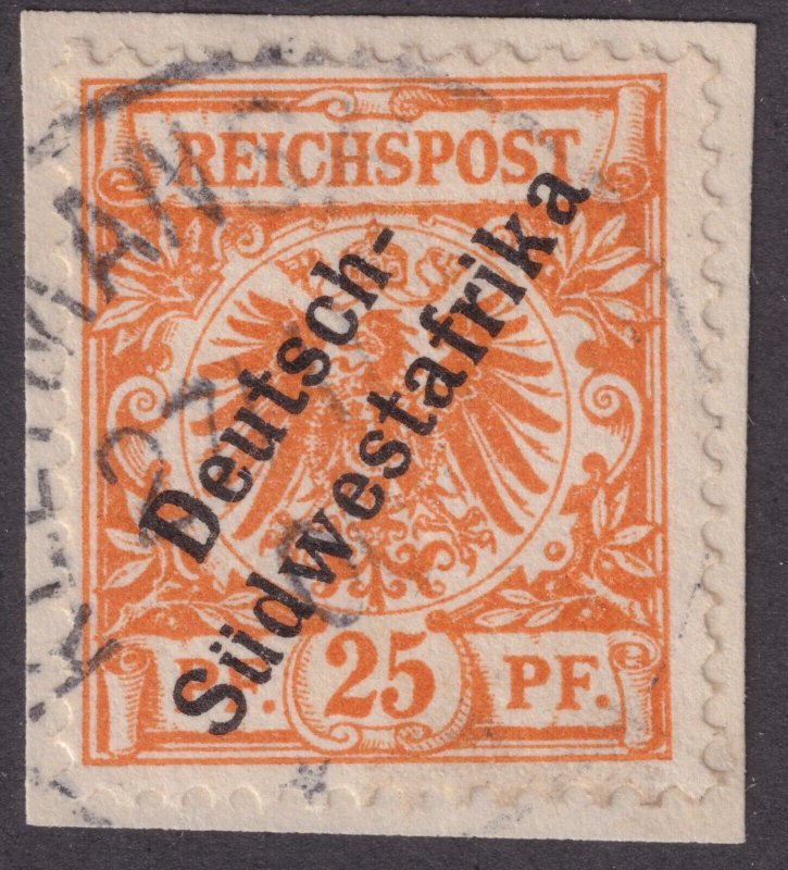 German SWA Sc# 11 orange 25pf used 1898 -1899  overprint issue CV $375.00 signed