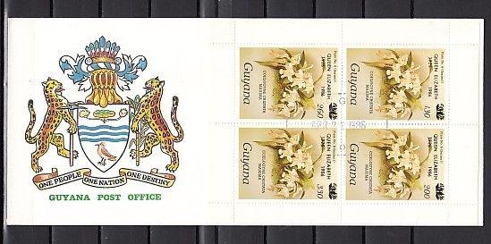 Guyana, Scott cat. 1412, Orchid sheet of 4, Queen o/print. First day cover. ^