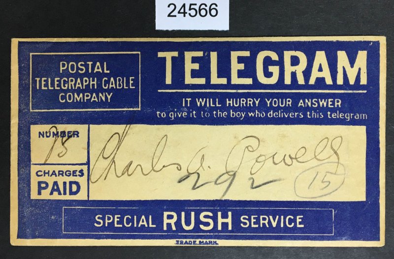 US STAMPS # 1 TELEGRAM CAT. $ LOT #24566