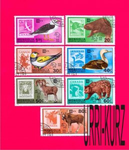 MONGOLIA 1978 Nature Fauna Animals Birds Stamps Exhibition CAPEX'78 7v Sc1019-25