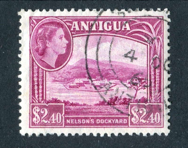 Antigua 1953 QEII. $2.40 bright reddish purple. Used. SG133.