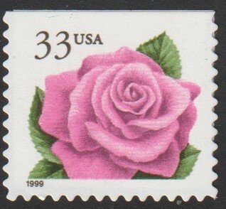 SC# 3052 - (33c) - Coral Pink Rose, die cut 11.5x11.25, MNH Single