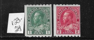 CANADA SCOTT #123-124 1913 COILS PERF 8 (HORIZONTAL) - MINT NEVER HINGED