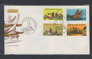 Papua New Guinea #406-09 (1975 Traditional Canoes set) unaddressed cachet FDC