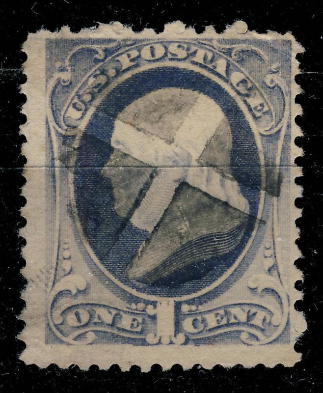 US - 1873 - Sc.156 1c Deep Grey Blue - fine used Black Cork Cancel 