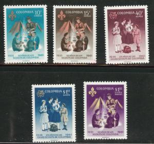 Colombia Scott 746, C435-438, MNH** 1961 Scout set CV$5.60