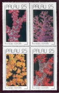 PALAU 227-30 MNH SOFT CORAL BLOCK OF FOUR STAMPS