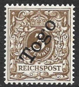 TOGO 1897 GERMANY 3pf Numeral with Overprint Sc 1 MH