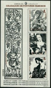 Uruguay C432 ac sheet,MNH.Michel 1493-1495 Bl.37. Durer,P.P.Rubens,F.de Goya.