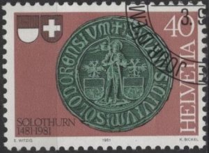Switzerland 702 (used cto) 40c seal of Solothurn (1981)