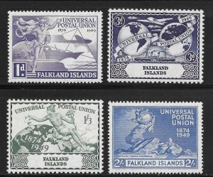 Falkland Islands Scott 103-06 Unused HOG - 1949 UPU Issue - SCV $14.00