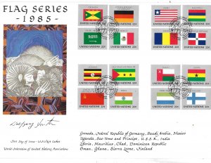 United Nations NY 450-465 1985 Flags WFUNA Large FDC