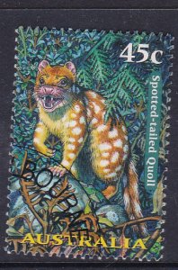 Australia  1997 Creatures of the Night Quoll CTO -45c - Sheet Stamp/ 2 S/a