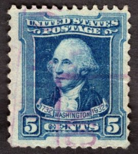 1932, US 5c, George Washington, Used, purple cancel, Sc 710