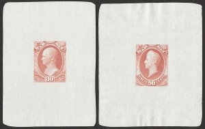 UNITED STATES 1873 War Dept set LARGE DIE PROOFS on India paper. Rare.