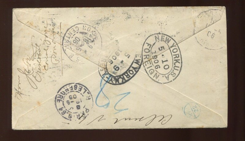 Canal Zone  9-14 6 Color 1906 Registered Cover to Paris France (CV 1043) ex Salz