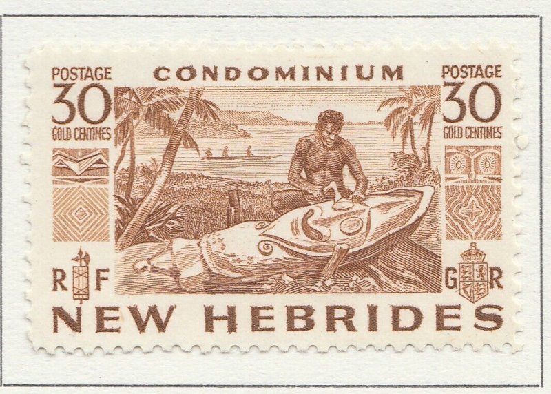 British NEW HEBRIDES 1953 30c MH* Stamp A28P31F28843