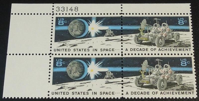 1971 8c Space Achievement Decade Scott 1435b Plate Block MNH