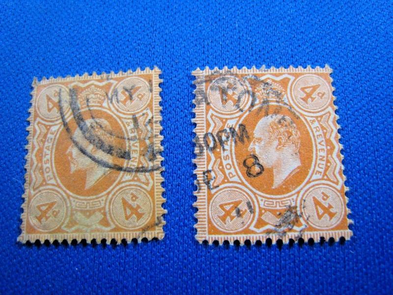 GREAT BRITAIN  -  SCOTT # 144 & 144c  -  Used      (brig) 