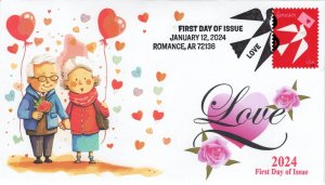 24-008, 2024, LOVE, First Day Cover, Pictorial  Postmark, Romance AR, Couple