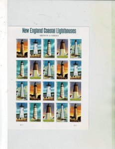 New England Coastal Lighthouses Forever US Postage Sheet #4791-95 VF MNH