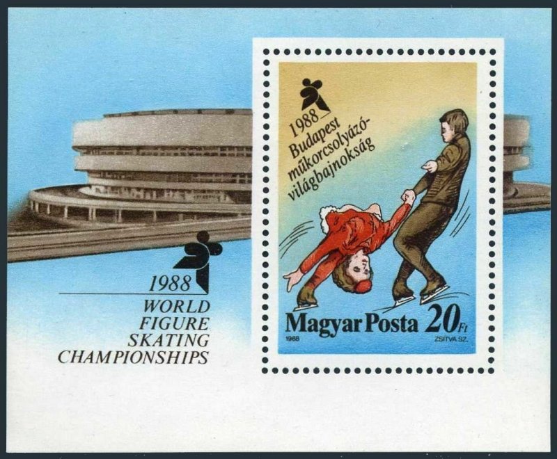 Hungary 3117,MNH.Michel 3952 Bl.195. 1988 Figure Skating Championships.