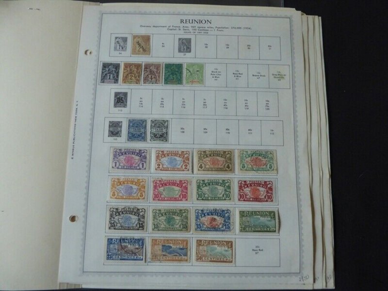 Reunion 1891-1973 Stamp Collection on Album Pages