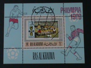 ​RAS AL KHAIMA-1970- WORLD CUP SOCCER-PHILYMPIA'70 CTO- S/S FANCY CANCEL