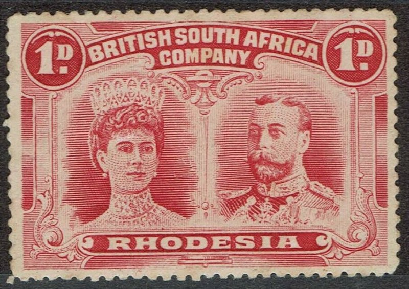 RHODESIA 1910 KGV DOUBLE HEAD 1D PERF 15 