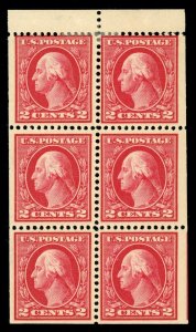 US Scott #406a Washington 2c - Booklet Pane of 6 - MHH - CV $110.00