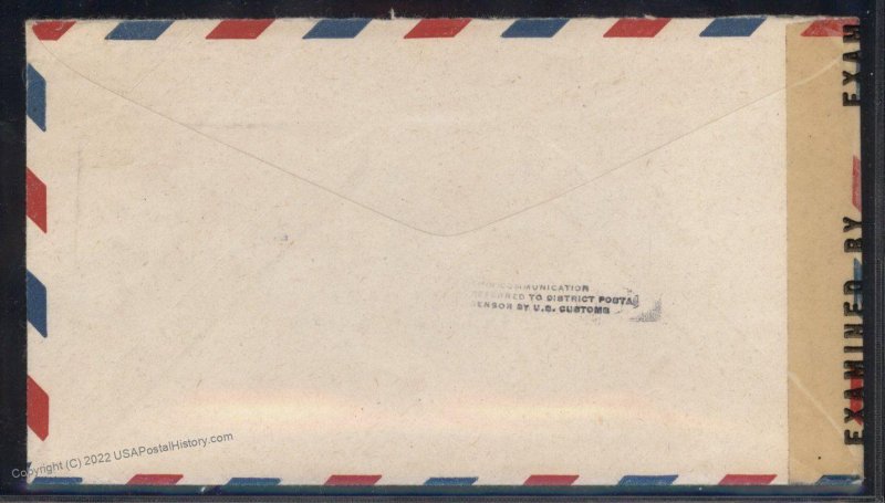 USA WWII APO Airmail Military Mail Cover 93807