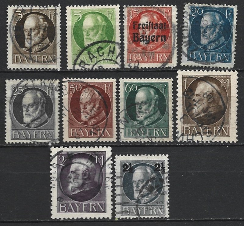 COLLECTION LOT 8185 BAVARIA 10 STAMPS 1914+ CV+$20