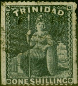 Trinidad 1861 1s Dp Bluish Purple SG59 Rough Perf 14 x 16.5 Fine Used Scarce