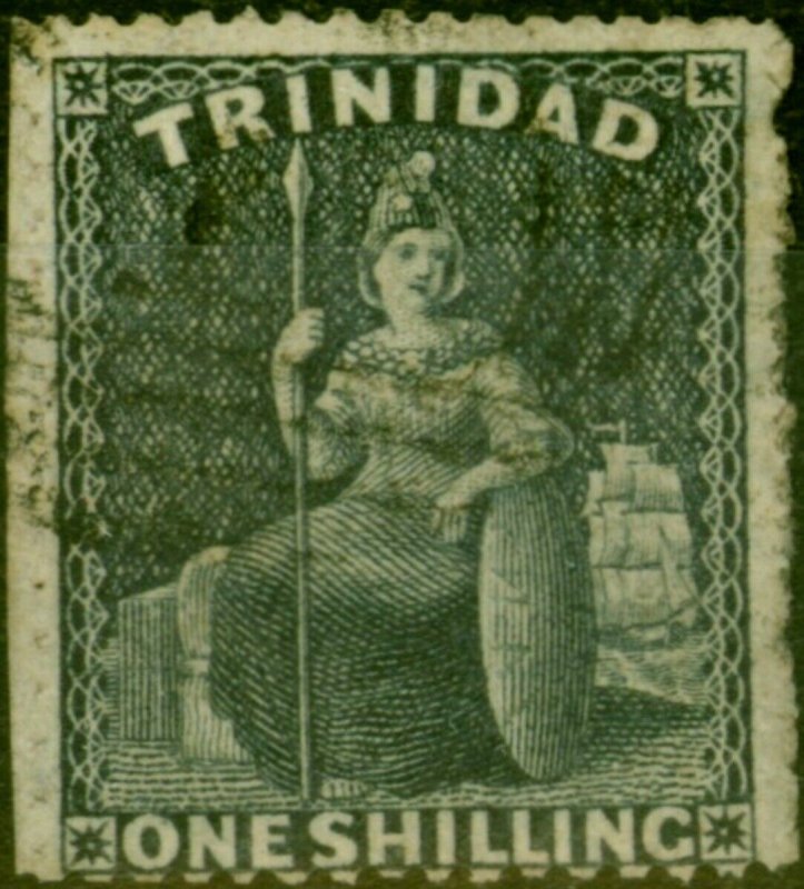 Trinidad 1861 1s Dp Bluish Purple SG59 Rough Perf 14 x 16.5 Fine Used Scarce