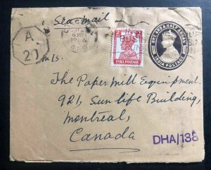 1944 Calcutta India Censored Stationery Cover To Montreal Canada