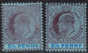 LAGOS 1904 KEVII 2½D TYPE A AND B WMK MULTI CROWN CA